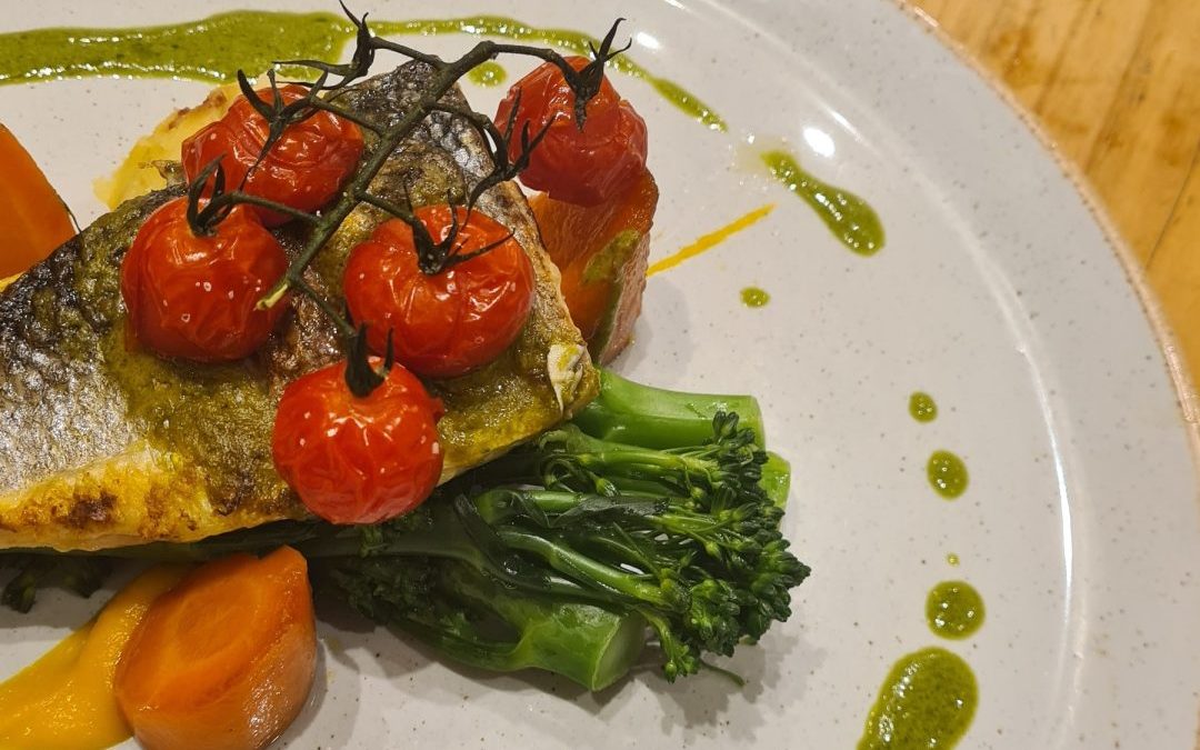 fish with roasted cherry tomatoes dish